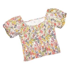 Anthropologie smocked floral top with puffy sleeves NWT size Large